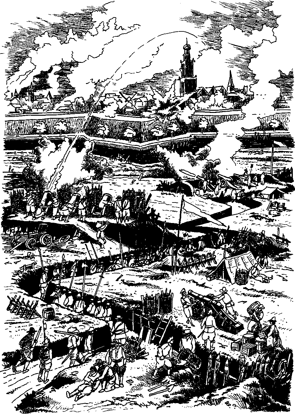 Opposite: View of a siege in the 16th century 188